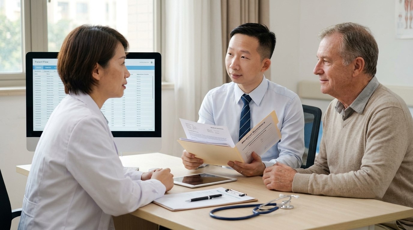 Patient coordinator supporting communication between an international patient and a Chinese physician